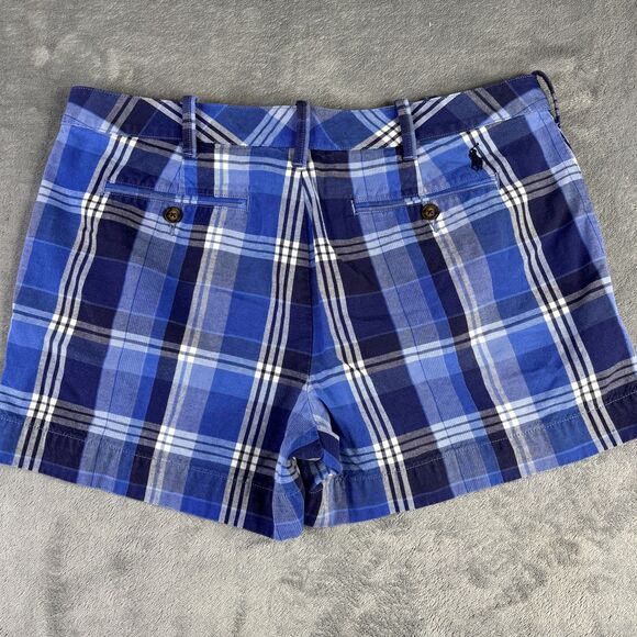 Polo Ralph Lauren Shorts Womens 10 Blue Plaid Linen Blend Preppy Classic Summer - Picture 4 of 12